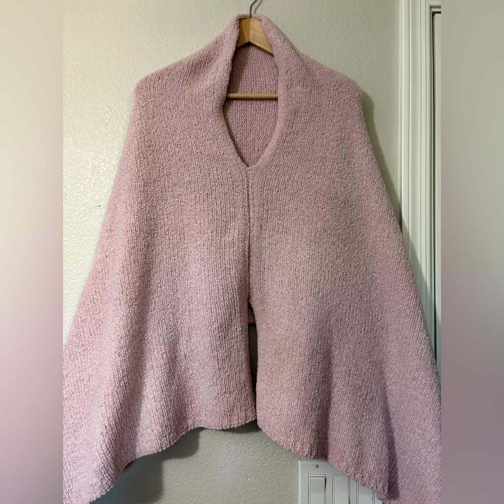 Tommy Bahama Pink Poncho Sweater with Fuzzy Texture